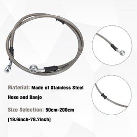 60 cm motorcycle brake hose, motorcycle steel flex brake line, hydraulic brake line, front and rear for pit bike, dirt bike, enduro, motocross, ATV, quad, silver