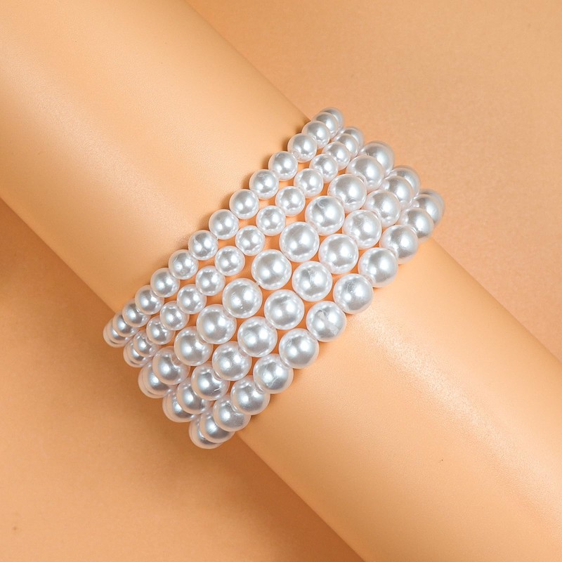 COLORFUL BLING Imitation Pearl Stackable Bracelets Set for Women Beaded
