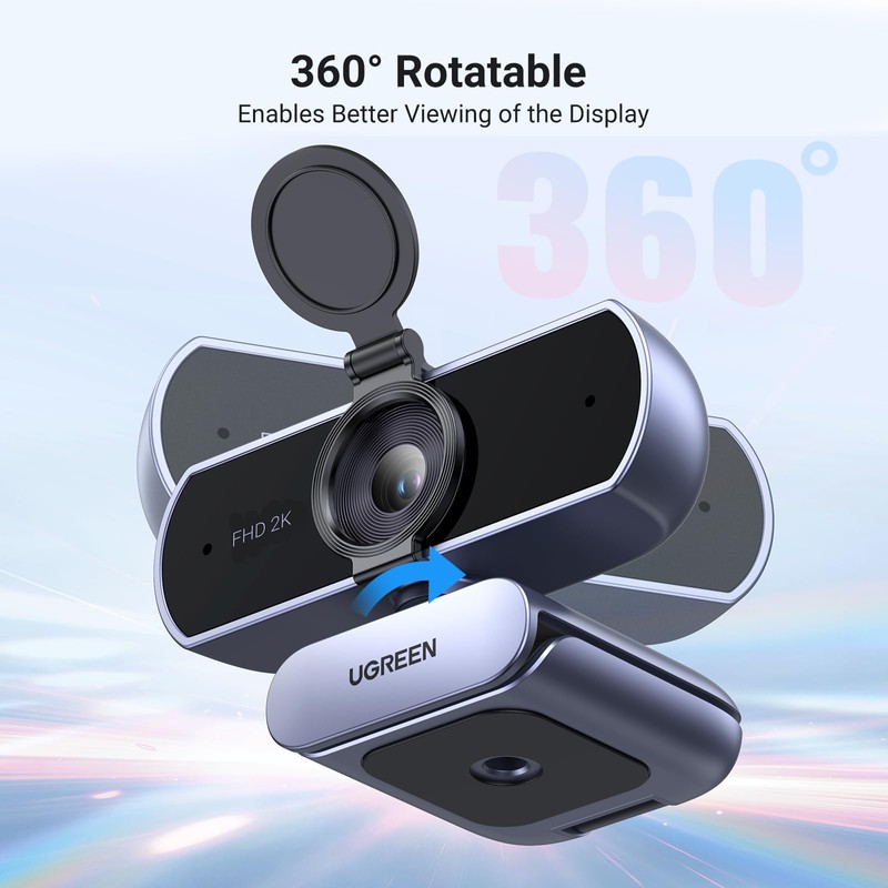 UGREEN Webcam 2K 30FPS Full HD, Cámara Web con Micrófono
