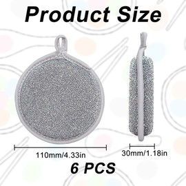 Erzekrim Pack of 6 Cleaning Cloths, Dish Cloths, Wire Sponge, Multi-Purpose Dish Cloths Made of Wire, Sponge and Wire Cleaning Cloths, Reusable Scourer, Cleaning Cloth for Wet and Dry