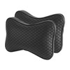 VekAuto 2 Pcs Car Neck Pillow, Bone Shaped Car Seat Headrest Pillow Universal for Neck Back Breathable Faux Leather Black