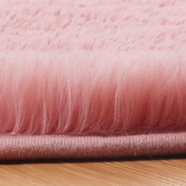 PAGISOFE Blush Fluffy Shag Area Rugs for Girls Bedroom 5x7,Large Soft Fuzzy Shaggy Rugs for Kids Room Furry Big Carpet Dorm Rugs