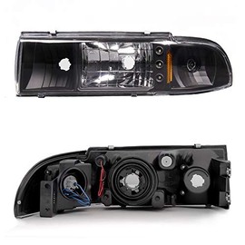 AKKON - For 91-96 Chevy Impala Caprice Black Replacement 1 Piece LED Headlights/Corner Signal Lamps Left + Right