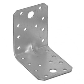 Gedotec Heavy Duty Angle Connector with Beading 90° Eurocode Holes, Pack of 4 Angle Irons 70 x 70 x 55 mm, Post Support with Rib Screw-On Angle, Metal Angle 90 Degree Angle Metal