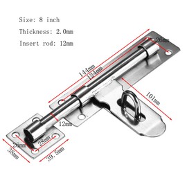 Lokatall Sliding Door Lock, 8 Inch Latch Door Lock Slide Lock with Padlock Clasp Lockable Sliding Door Bolt Solid Stainless Steel Sliding Tower Bolt Latch Lock for Security Wooden Gates Garden Shed