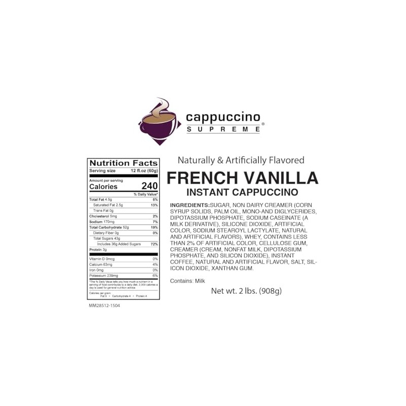 Cappuccino Supreme 2 lb bag French Vanilla Instant Cappuccino Mix