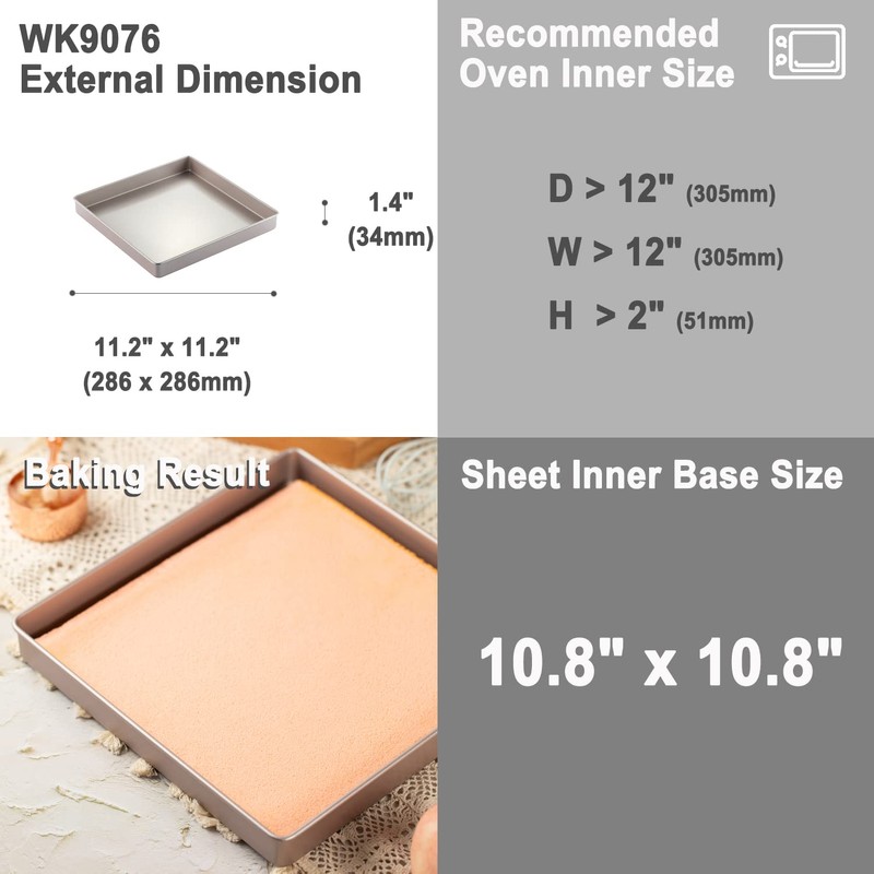 CHEFMADE 11-Inch Baking Sheet Pan, Non-Stick Square Jelly Roll Bakeware