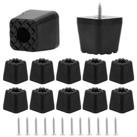Pack of 12 square rubber buffers with screw, furniture rubber feet, 30 x 30 x 29 mm, non-slip pads, rubber feet, screwable, for furniture, tables and chairs