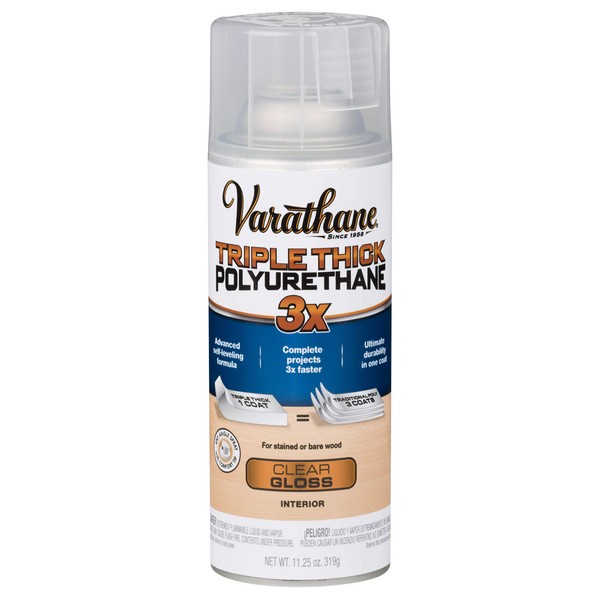 Varathane 318292 Spray Triple Thick Polyurethane, 11.25 Ounce, Gloss, 11