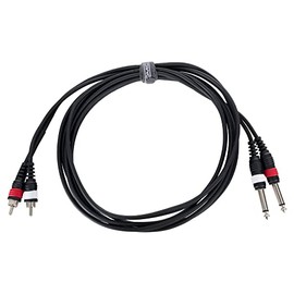 Pronomic J4RC-3 Audio Cable - 2x 6.3 mm Mono Jack to 2x RCA - Length: 3 m - Flexible and Robust - Colour Coded Plugs - Black