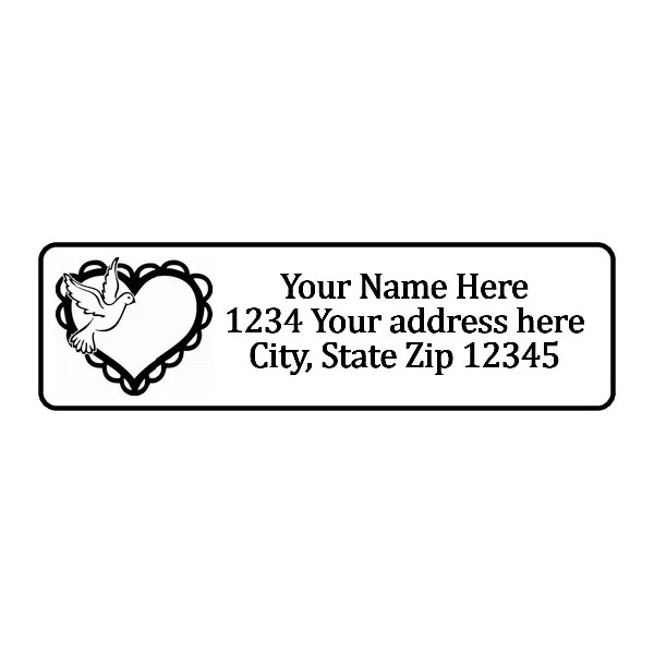 Maestro 800 Dove Heart Personalized Return Address Labels. 1/2 inch