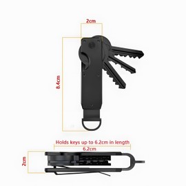 AtEaze Compact Metal Key Organizer Holds up to 6 Keys with D-Ring, Carbon fibre