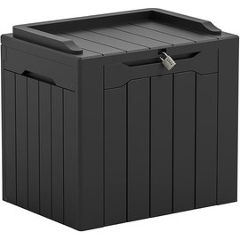 Greesum 31 Gallon Resin Deck Box Large Outdoor Storage for Patio Furniture, Garden Tools, Pool Supplies, Weatherproof and UV Resistant, Lockable, Dark Black