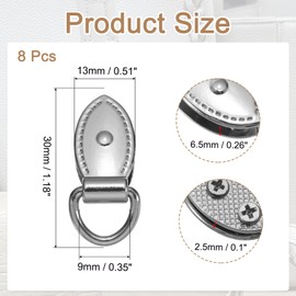 PATIKIL Bag Side Clip Buckle, 8 Pcs Metal Purse Suspension Clasp Suspending Leaf Shape Handbag D Ring Buckle Chain Link Connector Purse Strap Hardware for Bag Making DIY Craft, Silver