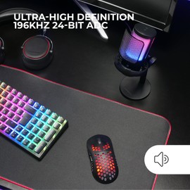 Mars Gaming MMIC-SE, Micrófono de Estudio Profesional ARGB, Ultra Alta Definición ADC 196kHz 24-bit, Soporte Antivibración + Filtro Pop de Malla Metálica, Control de Volumen y Mute,