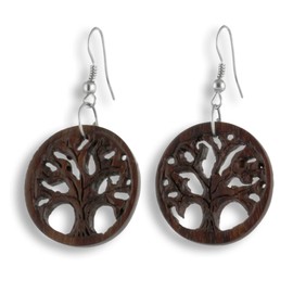 Island Piercings Earrings Tree of Life Wooden ER270