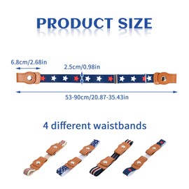 Tibapla 4Pcs No Buckle Stretch Belt for Kids, 20-35 Inch Adjustable Belt, 1 Inch Wide Buckle Free Invisible Belt for Boy Girl Jean Pant Dress Skirt