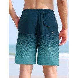 APTRO Men's Swimming Shorts Swimming Trunks Long with Mesh Lining Quick-Drying Board Shorts with Zip Pockets Sports Shorts, Green, XL