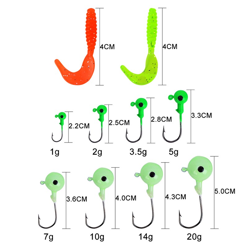 T0015 Luminous Jig Head Hook Soft Plastic Artificial Fishing Lures