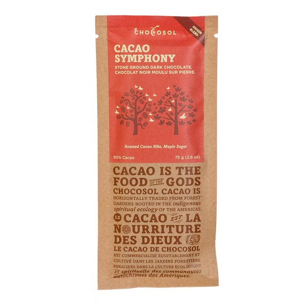 Chocosol Stone Ground Dark Chocolate Bar Cacao Symphony 90% 75g
