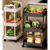 3-Tier Plastic Rolling Utility Cart Storage Cart Organizer with Wheels