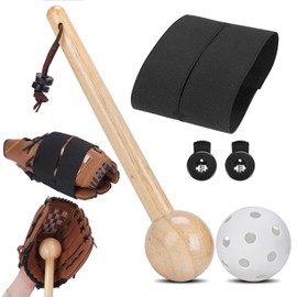 Baseball Glove Break-in kit for Men & Adult, One-Piece Structure Baseball Glove Mallet, Baseball Mitts Wooden Shaping Hammer, Softball Glove Wrap Band, Plastic Practice Ball & Glove Locks