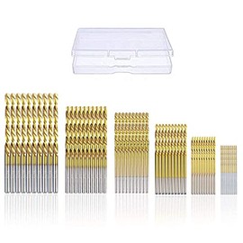 Drill Bit Set, Vidillo 60pcs Titanium Twist Drill Accessories Tool Set 1/1.5/2/2.5/3/3.5 mm HSS Metal Drill Bits Kit for Workshop Wood Plastic and Aluminum (Gold)