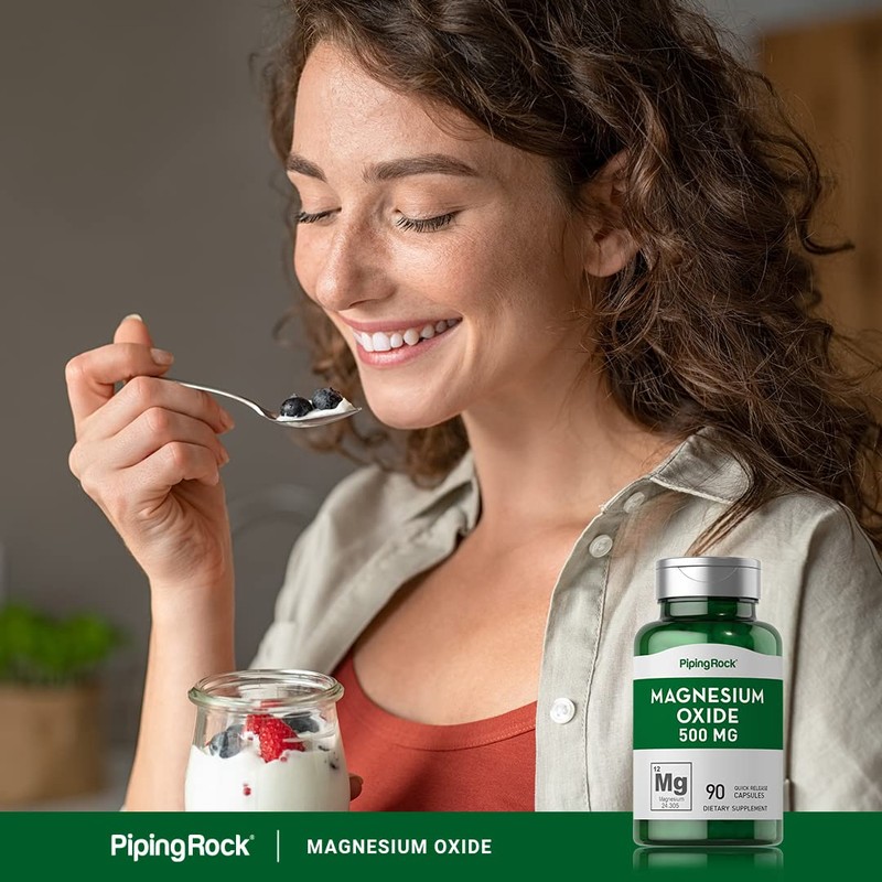 Piping Rock Magnesium Oxide 500mg | 90 Capsules | Non-GMO,