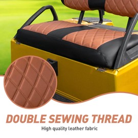 NOKINS Golf Cart Club Car DS 2000.5-Up Diamond Seat Covers Kit, Fits Club Car DS OEM Ordinary Front Seat Cushion, Golf Cart Vinyl Seat Cover, No Nails Required (Brown and Black)