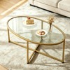 Coffee Table Gold Oval Glass Coffee Tables for Living Room,Modern