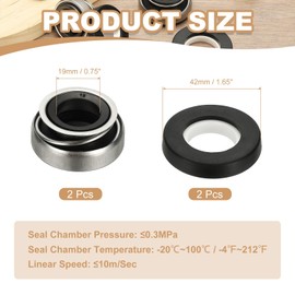 PATIKIL Mechanical Seal Kit, 2 Pcs 19mm / 0.75 Inch Gas Water Pump Replace Mechanical Shaft Seal Replacements Kit