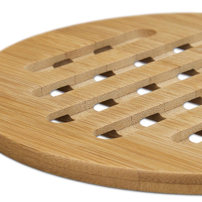 Relaxdays Untersetzer 4er Set rund Bambus, Topfuntersetzer aus Holz für
