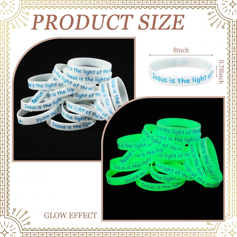 Unittype 100 Pcs Christian Silicone Bracelets Glow in The Dark