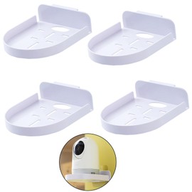 4 Pcs Security Camera Wall Mount, Baby Monitor Wall Mount, Adhesive Small Wall Shelf for Bedroom Kitchen Living Room with Cable Clips (White)