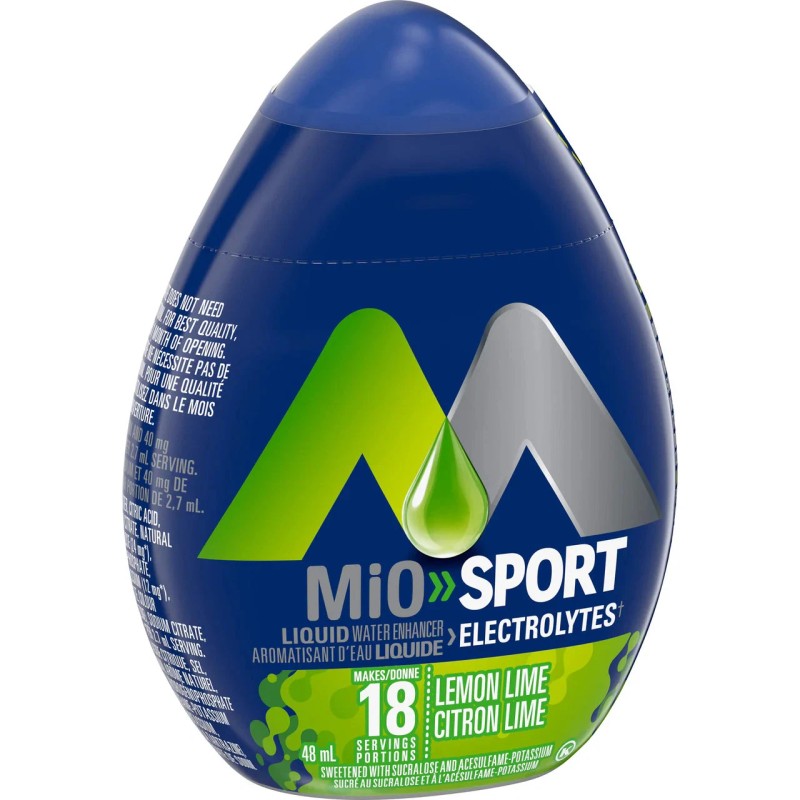 MiO Sport Lemon-Lime Electrolyte Liquid Water Enhancer, 48mL/1.6 fl. oz.,