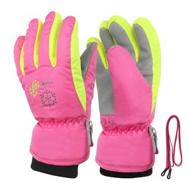 TBoonor Winter Gloves for Children, Warm Ski Gloves, Waterproof and Windproof, Thickened Winter Gloves, Suitable for Boys and Girls, Outdoor Sports, pink