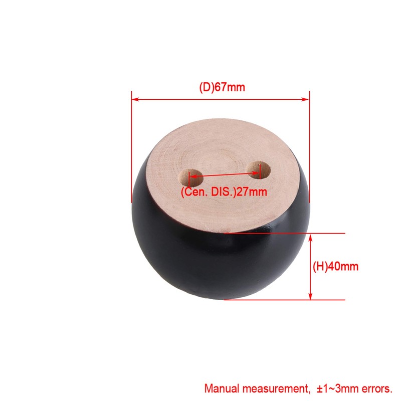 SHANOER 4pcs 40mm Height Black Eucalyptus Wood Round Bun Furniture