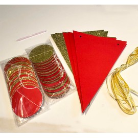 Graduation Party Decorations 2025 Red Gold/Red Gold Graduation Decorations Birthday Party Decorations/Valentine's Day/Red Gold Triangle Bunting Banner, Paper Circle Garlands