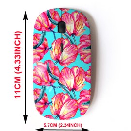 CJCBROES - mouse inalámbrico 2.4G con bonito diseño de patrón para todos los portátiles y computadoras de computadora con nano receptor, acuarela carmesí escarlata