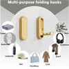 KEEYOYOBE 2PC Foldable Wall Hooks - Gold Coat Hooks for
