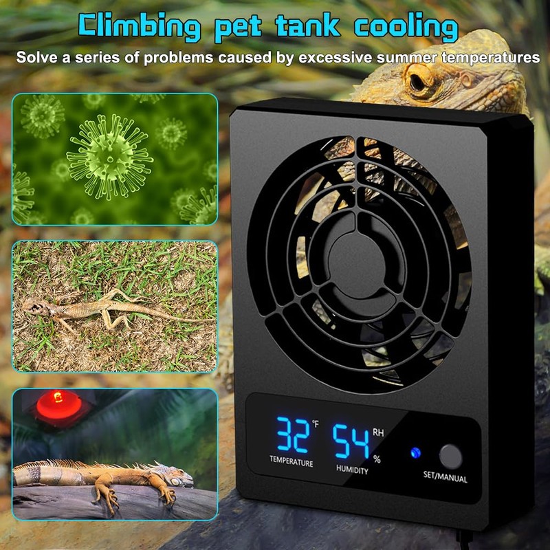 Silkwish Reptile Cooling Fan, Reptile Ventilation Fan, Intelligent Fan Reptile
