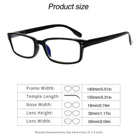 Kerecsen 6-Pack Reading Glasses Blue Light Blocking,Spring Hinge Readers for Men Women,Computer Eyeglasses (6 Black, 2.25, multiplier_x)