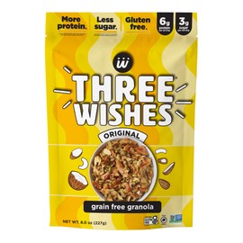 Three Wishes Granola, Original (4-Pack) - Gluten Free Granola, 6g Protein & 3g Sugar Healthy Breakfast & On-the-Go Snack - Vegan, Kosher & Grain-Free