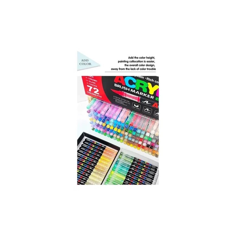 48 Plumones Punta Pincel Brush Pintura Acrílica