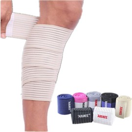 AIZXC Elastic Breathable Calf Shin Wraps Straps Bandage Compression Brace Sleeve Thigh Leg Support for Men Women Running, Cross Training, Squatting, Fitness & Weightlifting, 1 Pair (Beige)