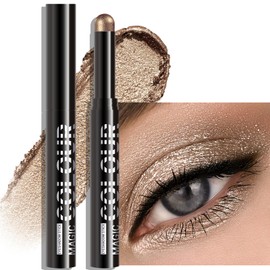 Wugbc Glitter Eyeshadow Stick - Dark Green Shimmer Long Lasting Cream Eye Shadow Pencil Buildable Sparkling Face Highlighter Makeup, Lightweight Waterproof & Smudge Proof for Easy Application