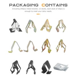 Flaconi 240 pieces car mounting clips, dashboard console panel clips, car trim clips, interior trim mounting metal clip, car dashboard clips, suitable for bumpers, bonnets