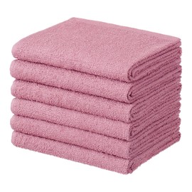 Eco Face Towel (100% Cotton), 190 Momme, 13.4 x 33.9 inches (34 x 86 cm), 5 Colors, Set of 6, Rose