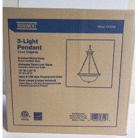 Monument 3-Light Pendant Brushed Nickel Finish #103085