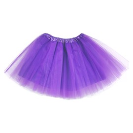 TRADERPLUS Women's Vintage 1950s Tutu Elastic 3 Layered Tulle Tutu Skirt with Lining, Petticoat Ballet Bubble Dance Skirt Short Pettiskirts (AU, Alpha, One Size, Regular, Regular, Purple)